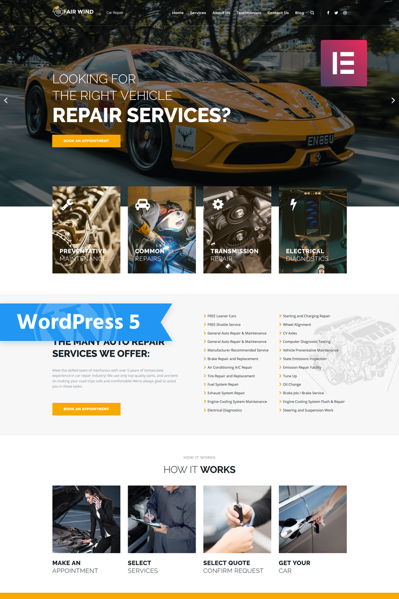 mechanicum car repair elementor wordpress theme download